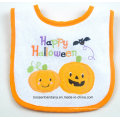 OEM -Produkte maßgeschneidertes Design Halloween bestickter Baumwolle Terry Weiß Applique Baby Feeder Sabber Bib